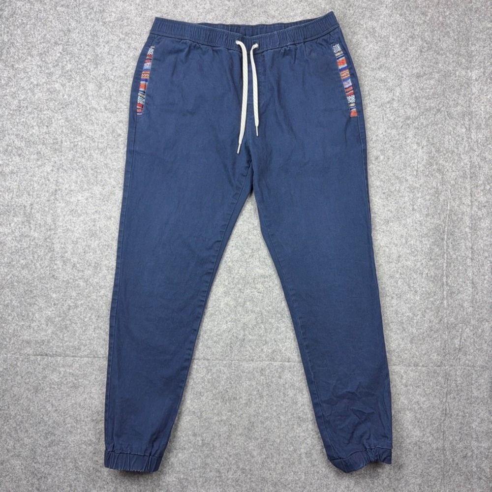Wowie Pants Mens Large Blue Aztec Trim Rambler Jogger Stretch Casual Drawstring